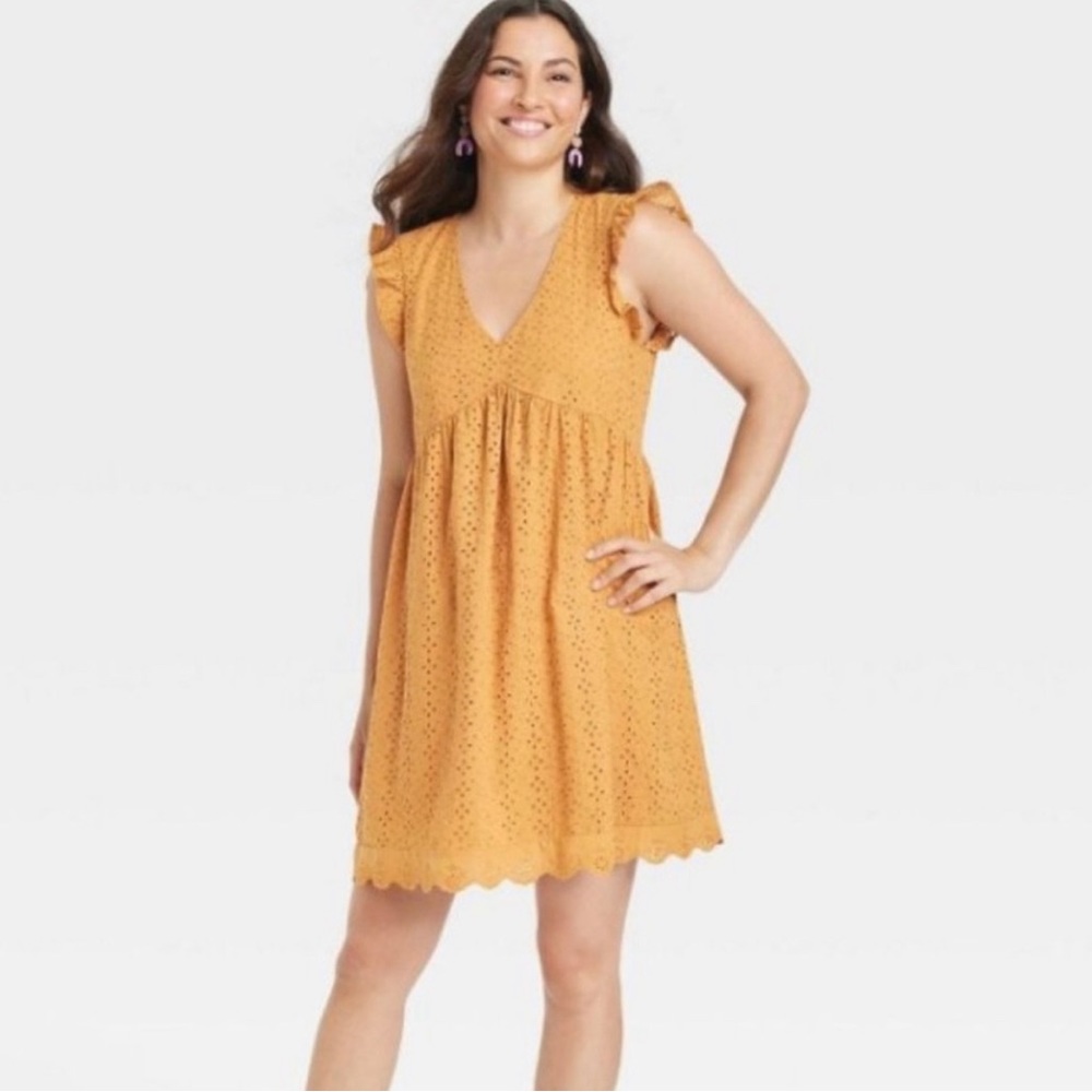 Knox rose mustard short sleeve dress size med